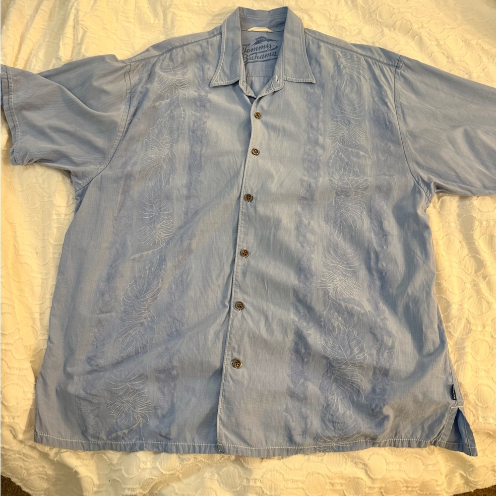 Tommy Bahama Sky Blue Silk-Cotton Shirt